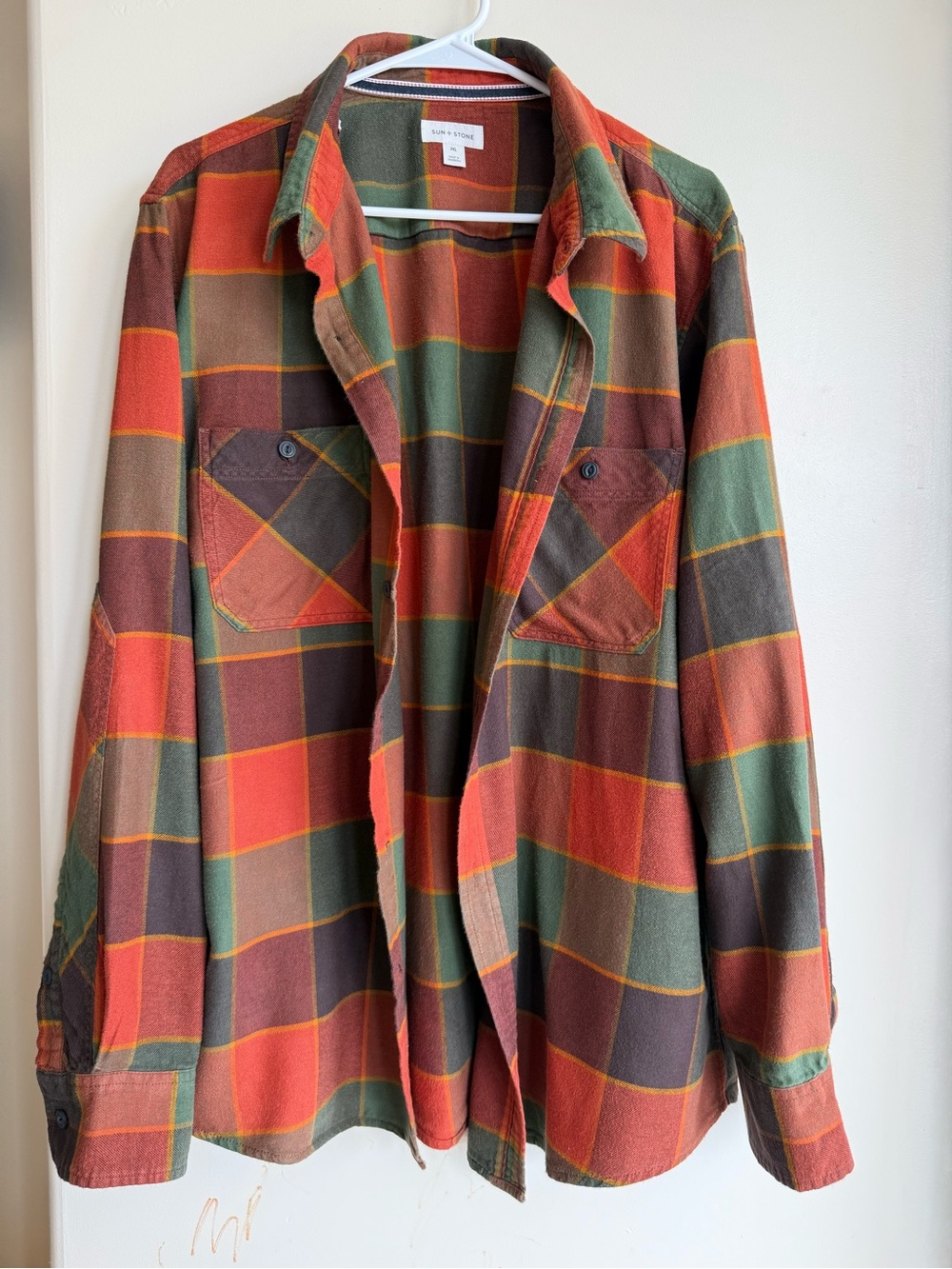 Sun + Stone Men’s 2XL Plaid Flannel Shirt Jacket Overshirt Multicolor